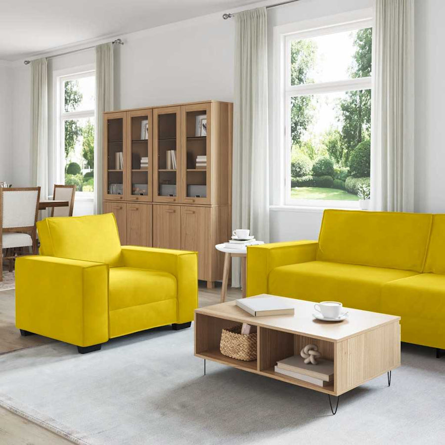 3-Delige Loungeset Met Kussens Fluweel Geel