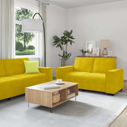 3-piece Lounge Set with cushions velvet yellow