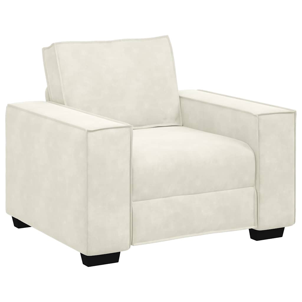 3-delige Loungeset met kussens fluweel crèmekleurig