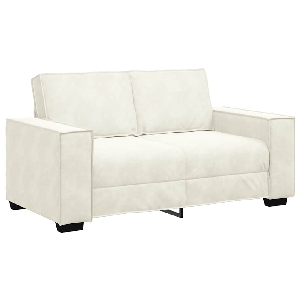 3-delige Loungeset met kussens fluweel crèmekleurig