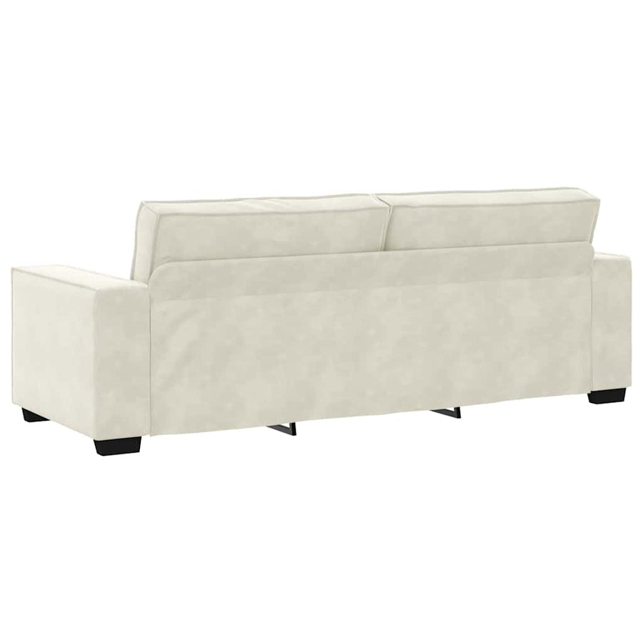 3-delige Loungeset met kussens fluweel crèmekleurig