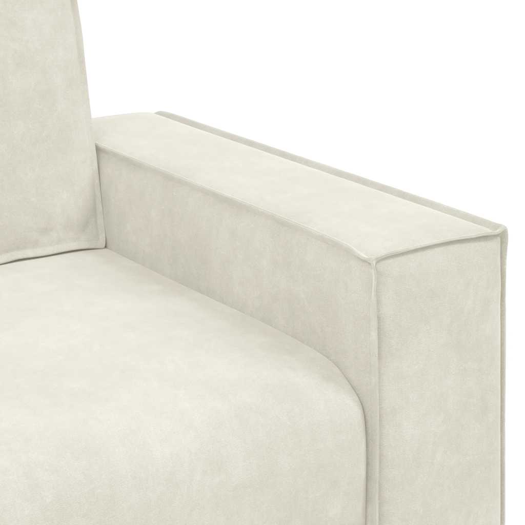 3-delige Loungeset met kussens fluweel crèmekleurig
