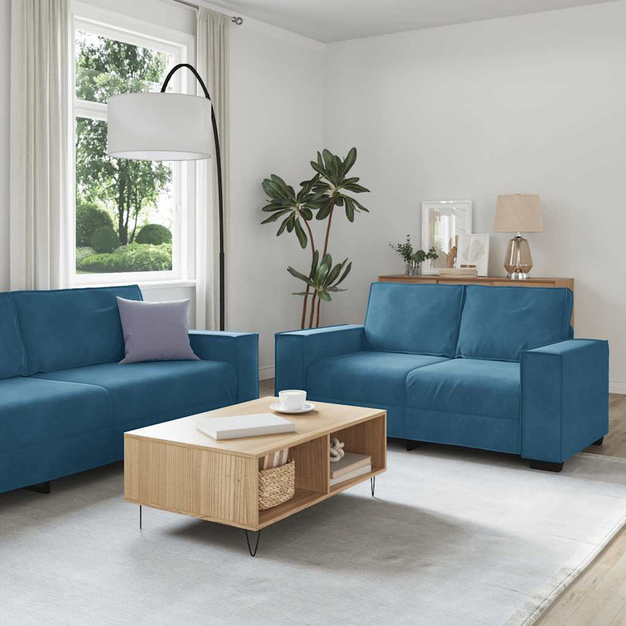 3-Delige Loungeset Met Kussens Fluweel Blauw