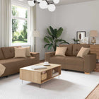 Sofa 3 Pcs Linen-Mix Fabric Brown