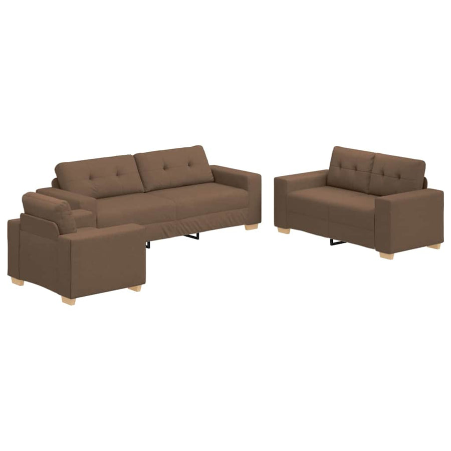 Bank 3 Pcs Linnen-Mix Stof Bruin