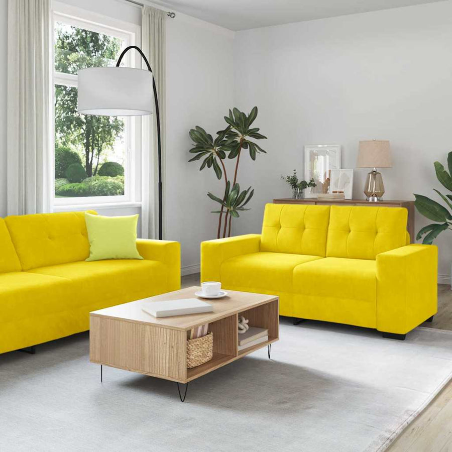 Bankstel 3 pcs Geel 221 x 80 x 80 cm Fluweel