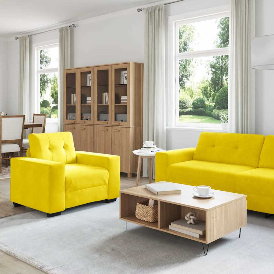 Bankstel 3 pcs Geel 221 x 80 x 80 cm Fluweel