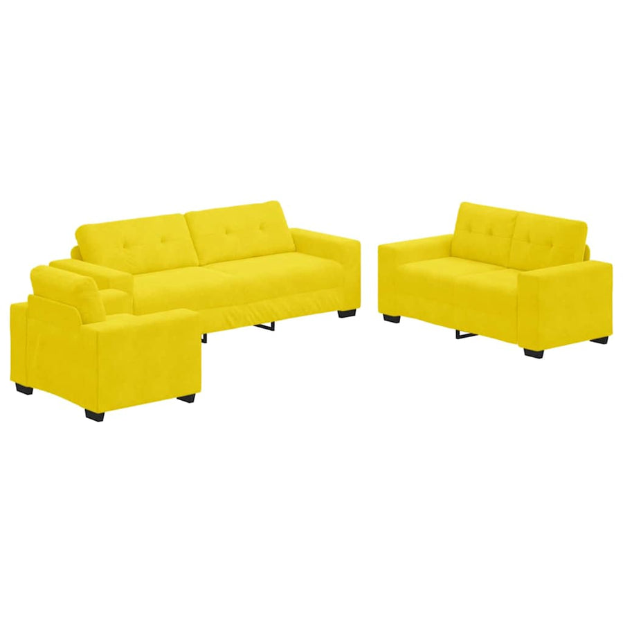 Bankstel 3 pcs Geel 221 x 80 x 80 cm Fluweel