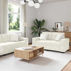 Bankstel crème fluweel 221x78x80 cm