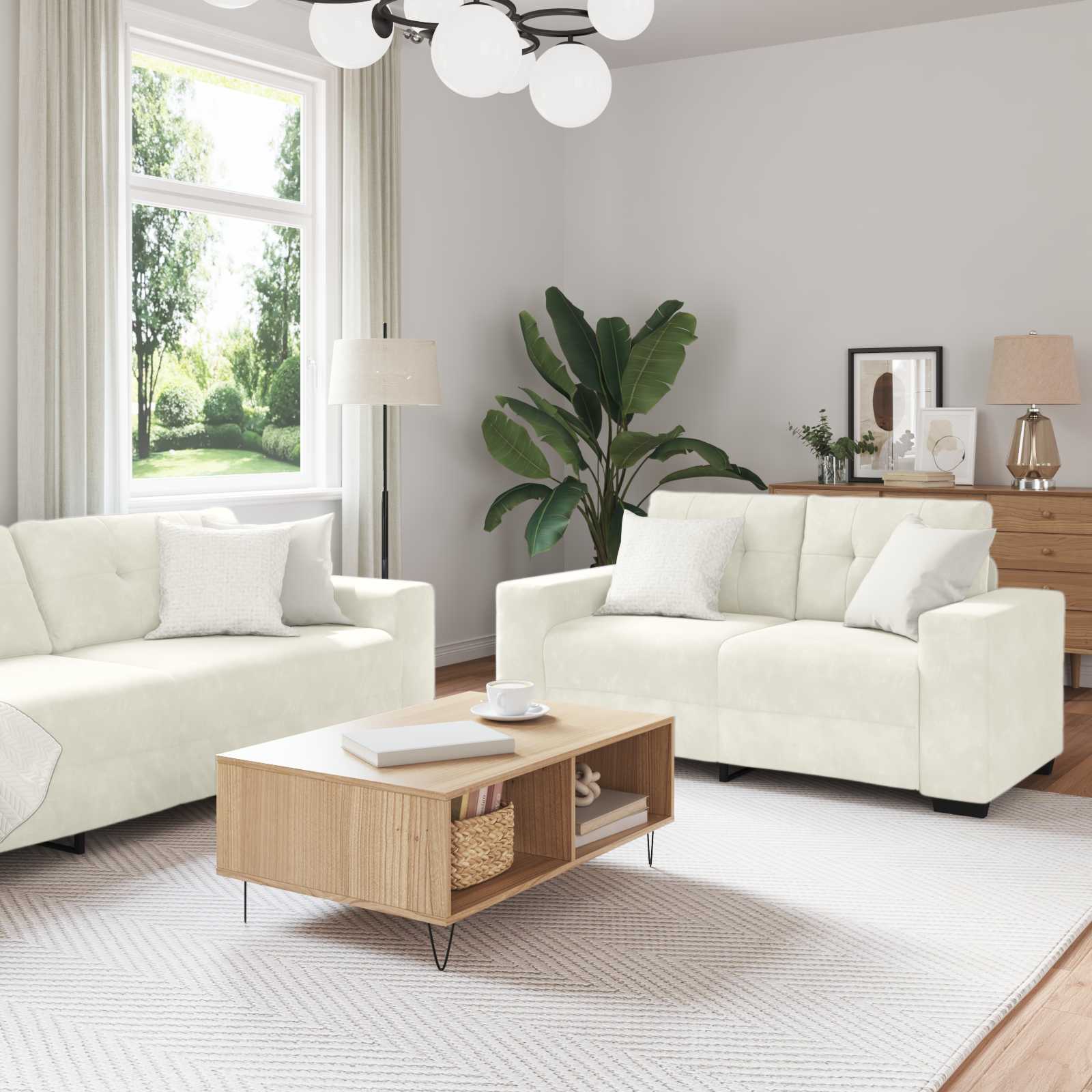Bankstel 3 pcs Crème 221 x 80 x 80 cm Fluweel