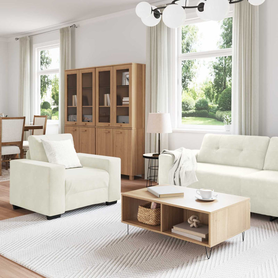 Bankstel 3 pcs Crème 221 x 80 x 80 cm Fluweel