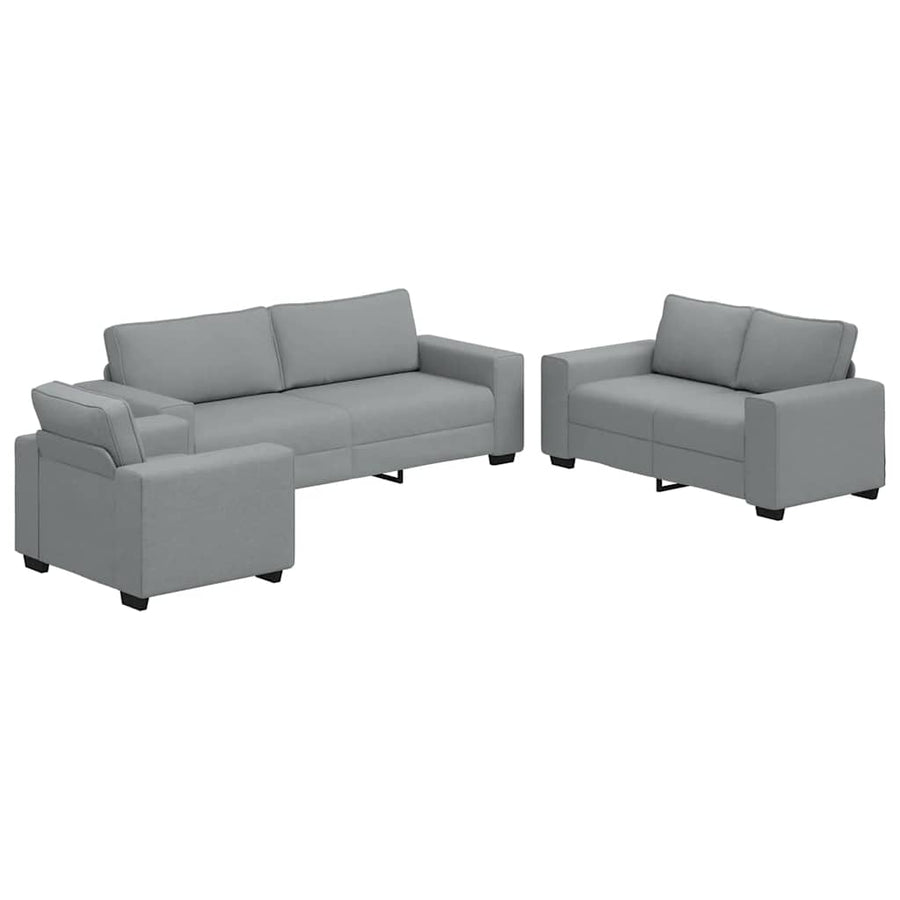 3-Delige Loungeset Met Kussens Stof Lichtgrijs