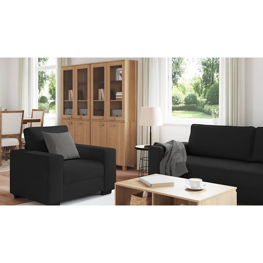 3-Delige Loungeset Met Kussens Stof Zwart