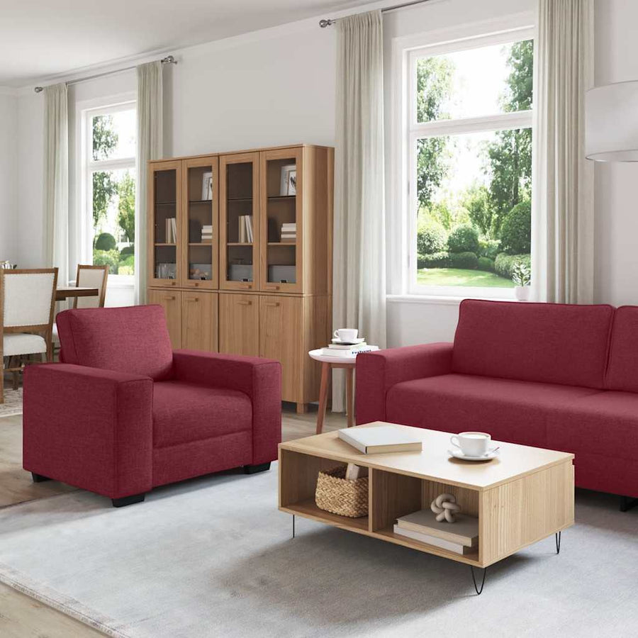 3-delige Loungeset met kussens stof wijnrood