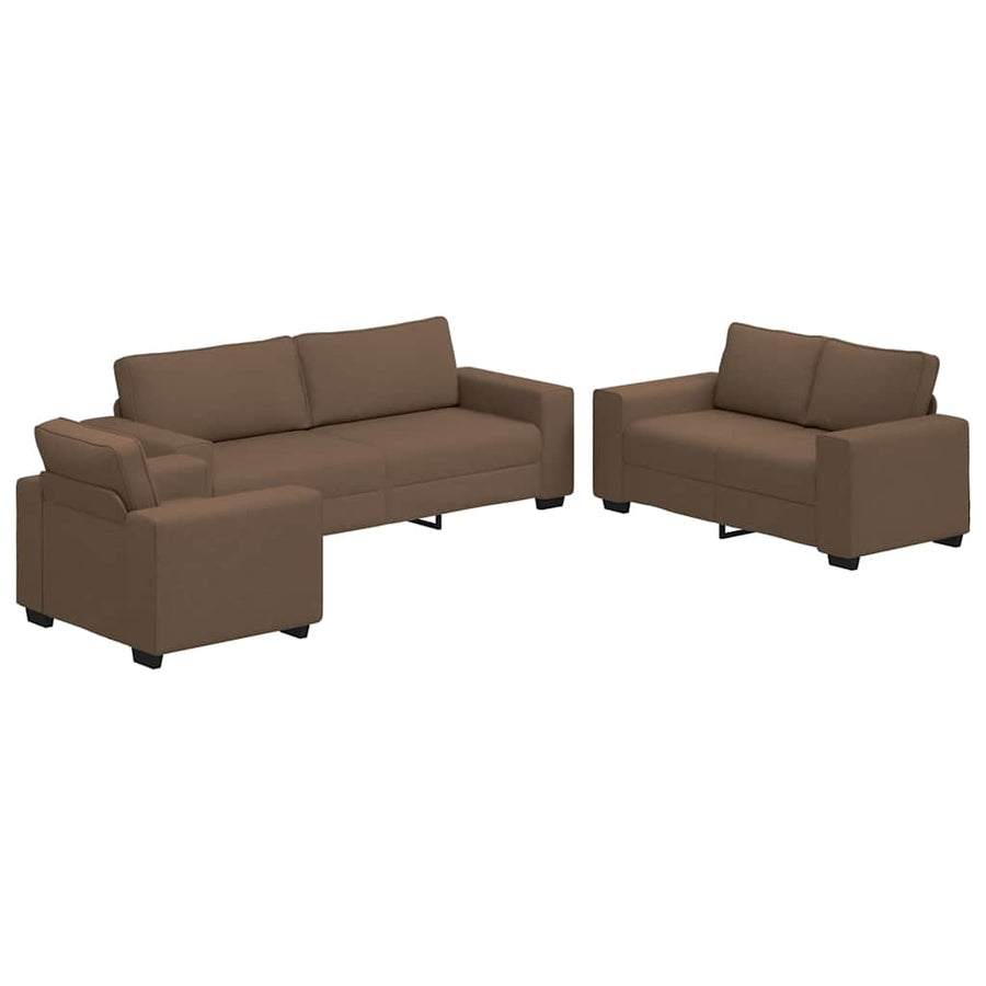 3-delige Loungeset met kussens stof bruin