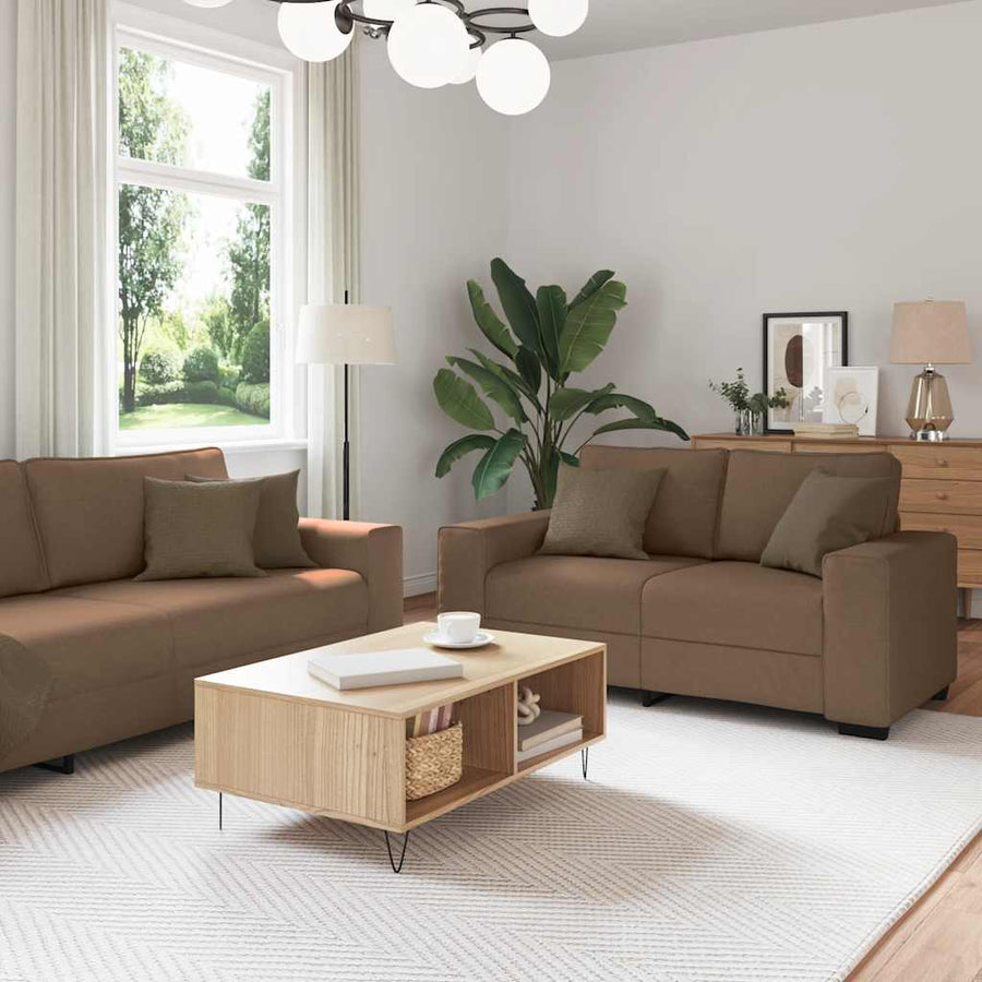 3-delige Loungeset met kussens stof bruin