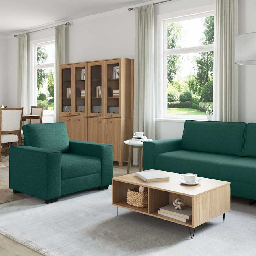3-delige Loungeset met kussens stof donkergroen