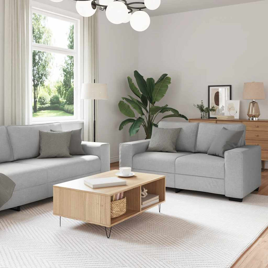 3-Delige Loungeset Met Kussens Stof Wolk Grijs