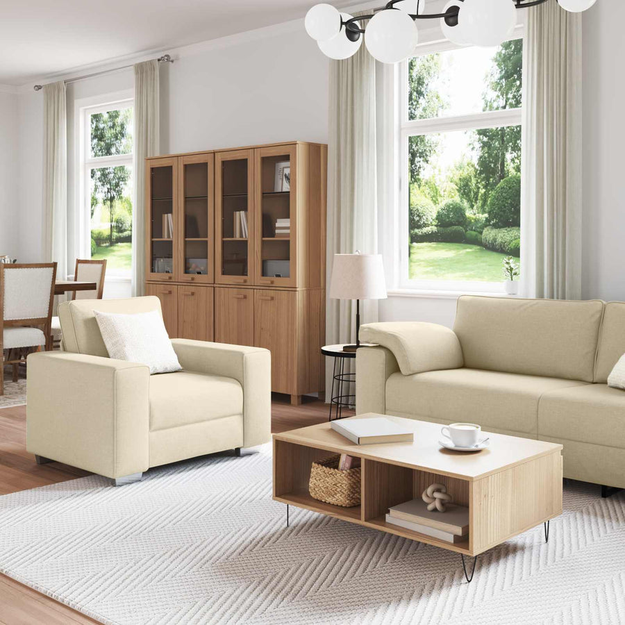 Bank 3 pcs Crème 219 x 80 x 82 cm Linnen-mix stof