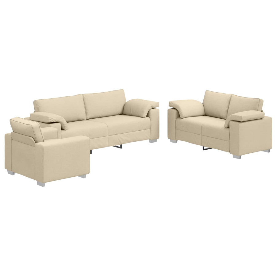 Bank 3 pcs Crème 219 x 80 x 82 cm Linnen-mix stof