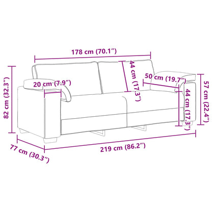 Bank 3 pcs Crème 219 x 80 x 82 cm Linnen-mix stof