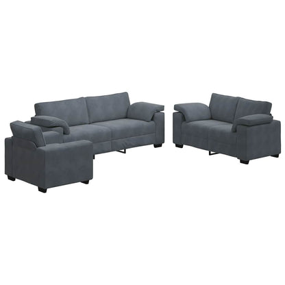 3-Delige Loungeset Met Kussens Fluweel Donkergrijs