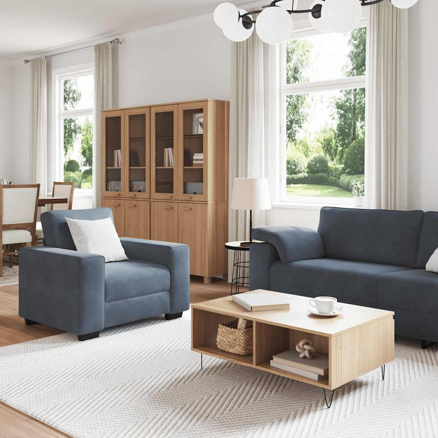 3-Delige Loungeset Met Kussens Fluweel Donkergrijs