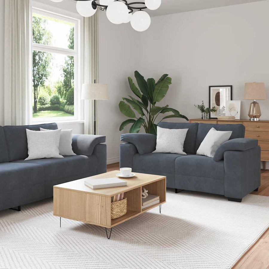 3-Delige Loungeset Met Kussens Fluweel Donkergrijs