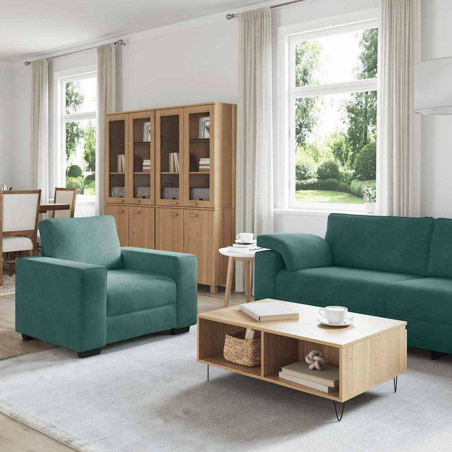 3-delige Loungeset met kussens fluweel donkergroen