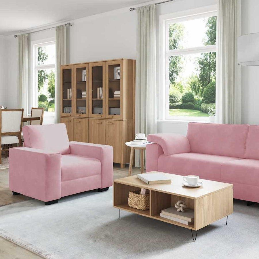 3-delige Loungeset met kussens fluweel roze