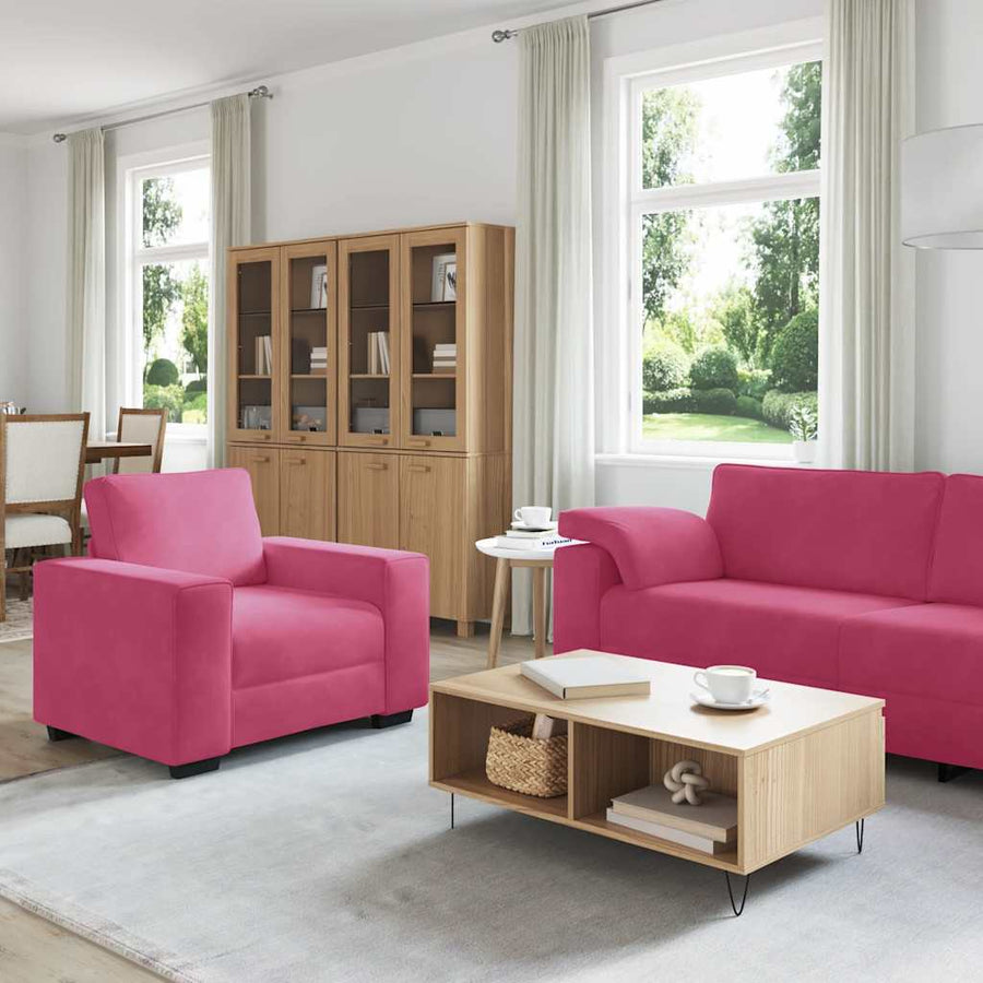 3-delige Loungeset met kussens fluweel wijnrood