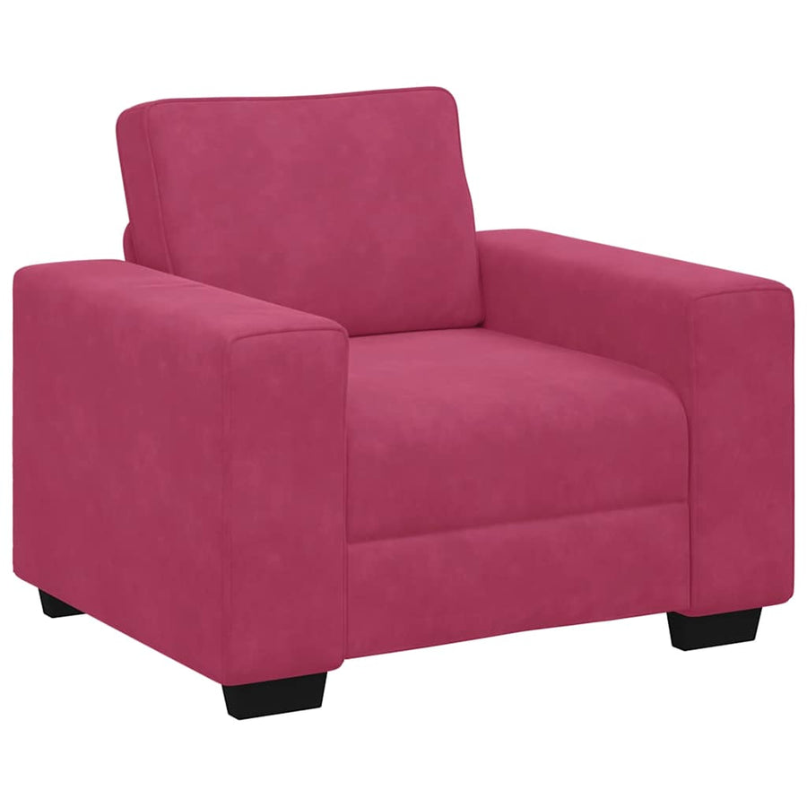 3-delige Loungeset met kussens fluweel wijnrood