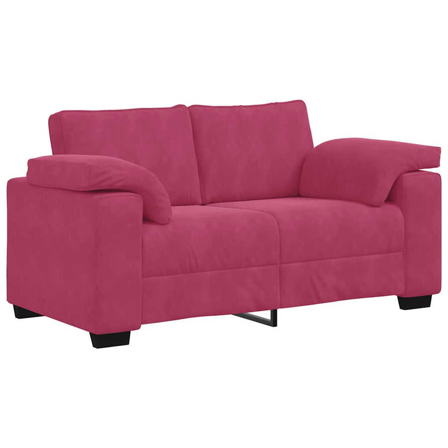 3-delige Loungeset met kussens fluweel wijnrood