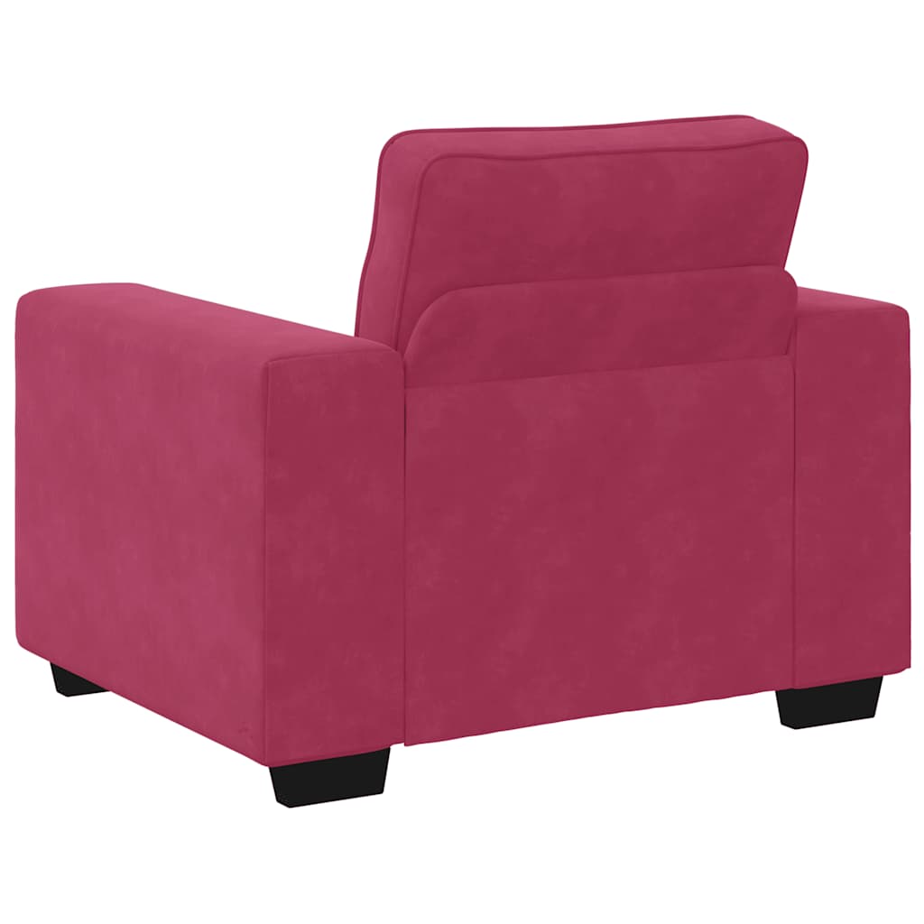 3-delige Loungeset met kussens fluweel wijnrood