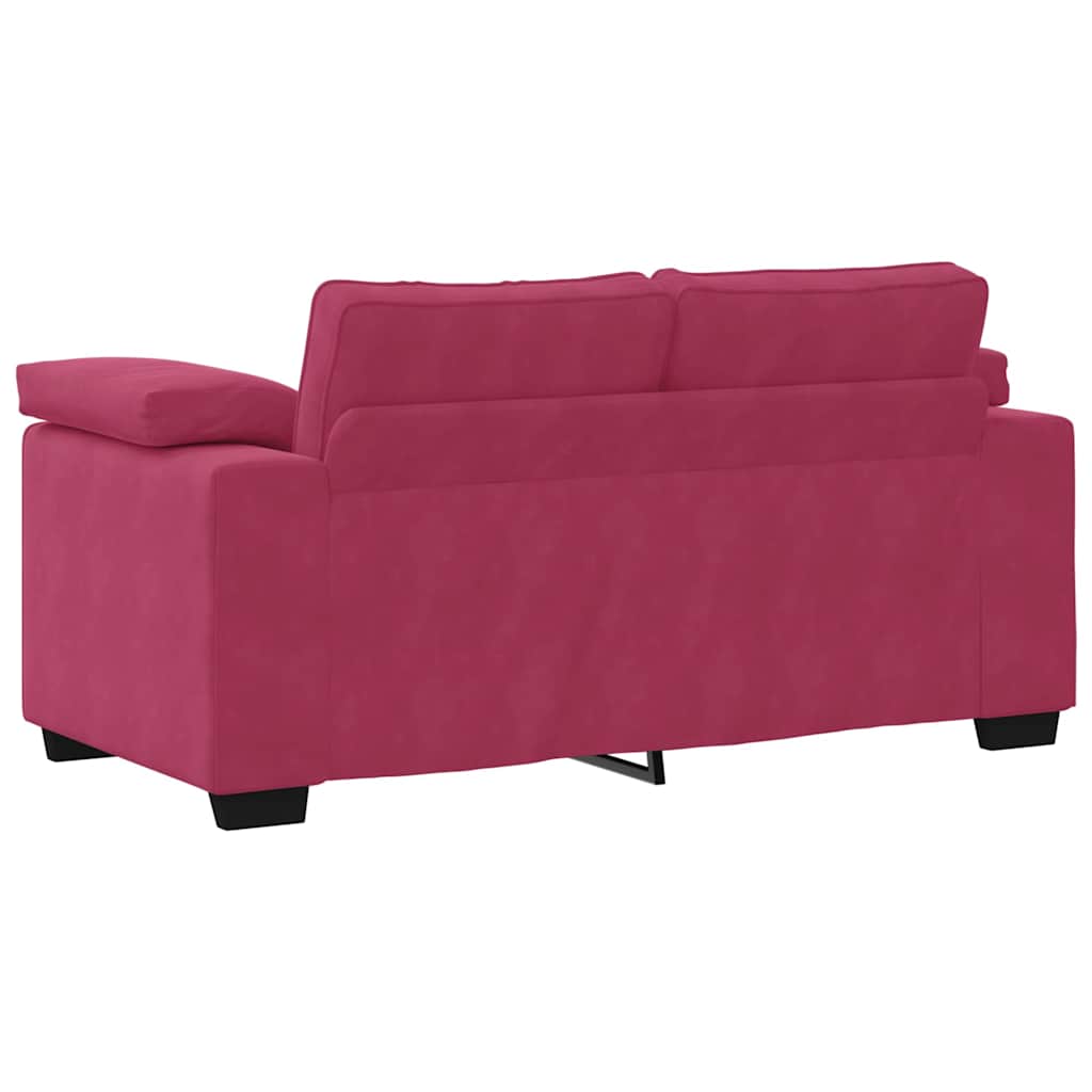 3-delige Loungeset met kussens fluweel wijnrood