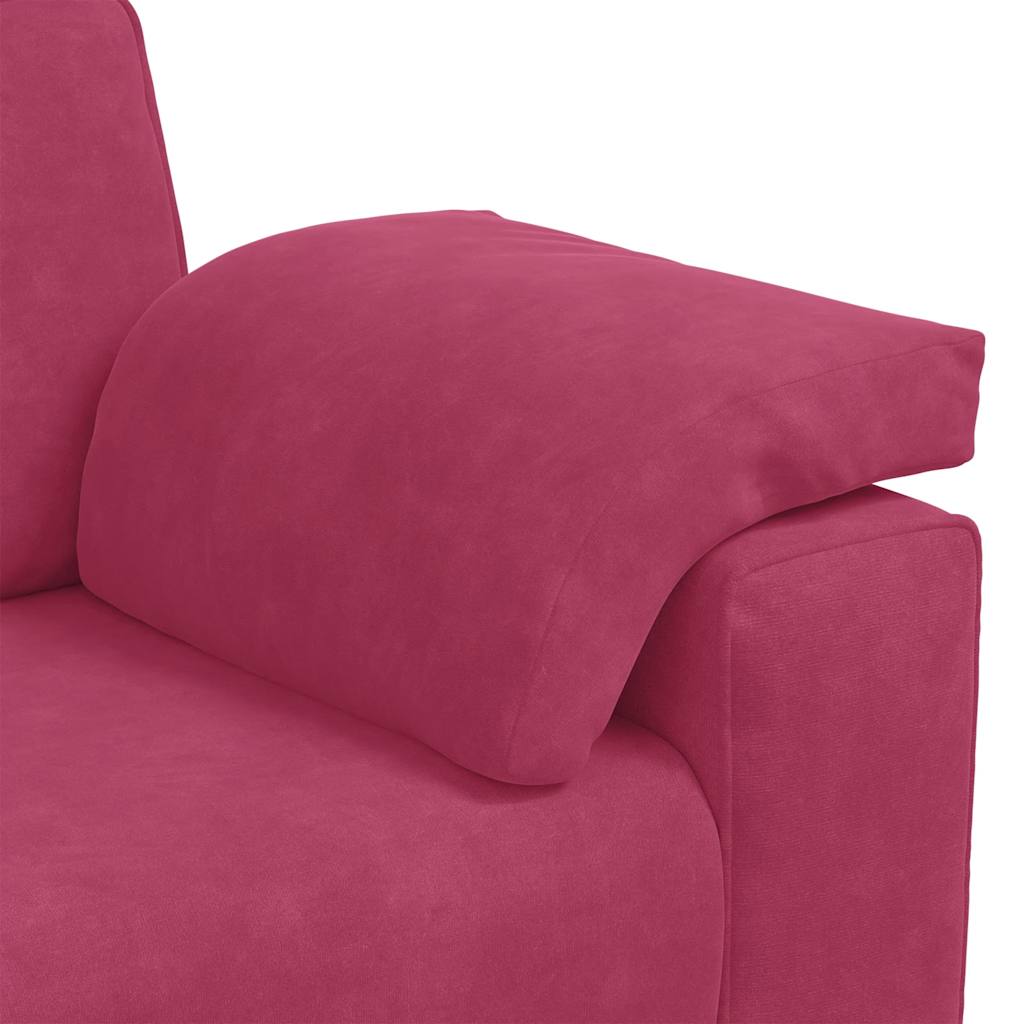 3-delige Loungeset met kussens fluweel wijnrood