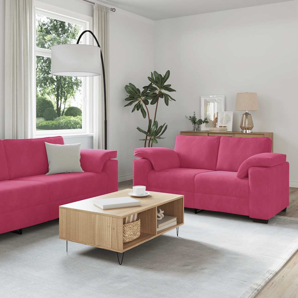 3-delige Loungeset met kussens fluweel wijnrood