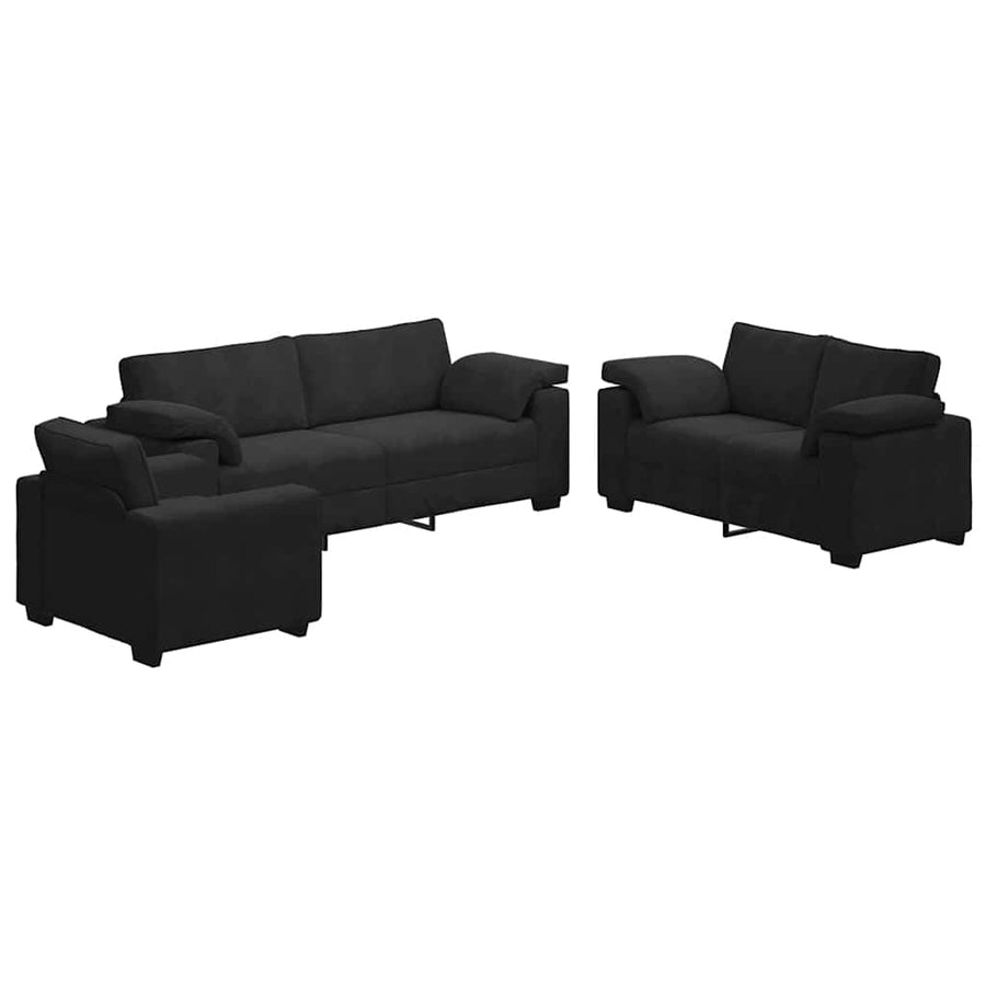 3-Delige Loungeset Met Kussens Fluweel Zwart