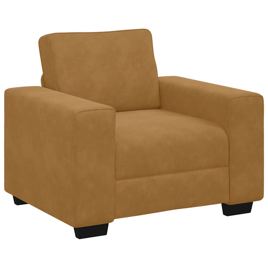 3-delige Loungeset met kussens fluweel bruin