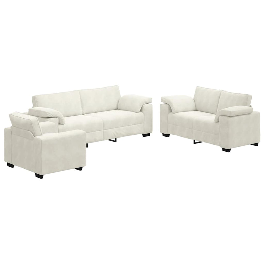 3-Delige Loungeset Met Kussens Fluweel Kleurig Crème