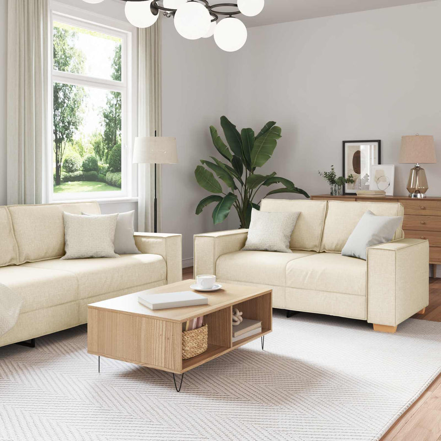 Bank 2 pcs Beige Linnen-mix stof