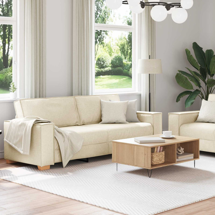 Bank 2 pcs Beige Linnen-mix stof