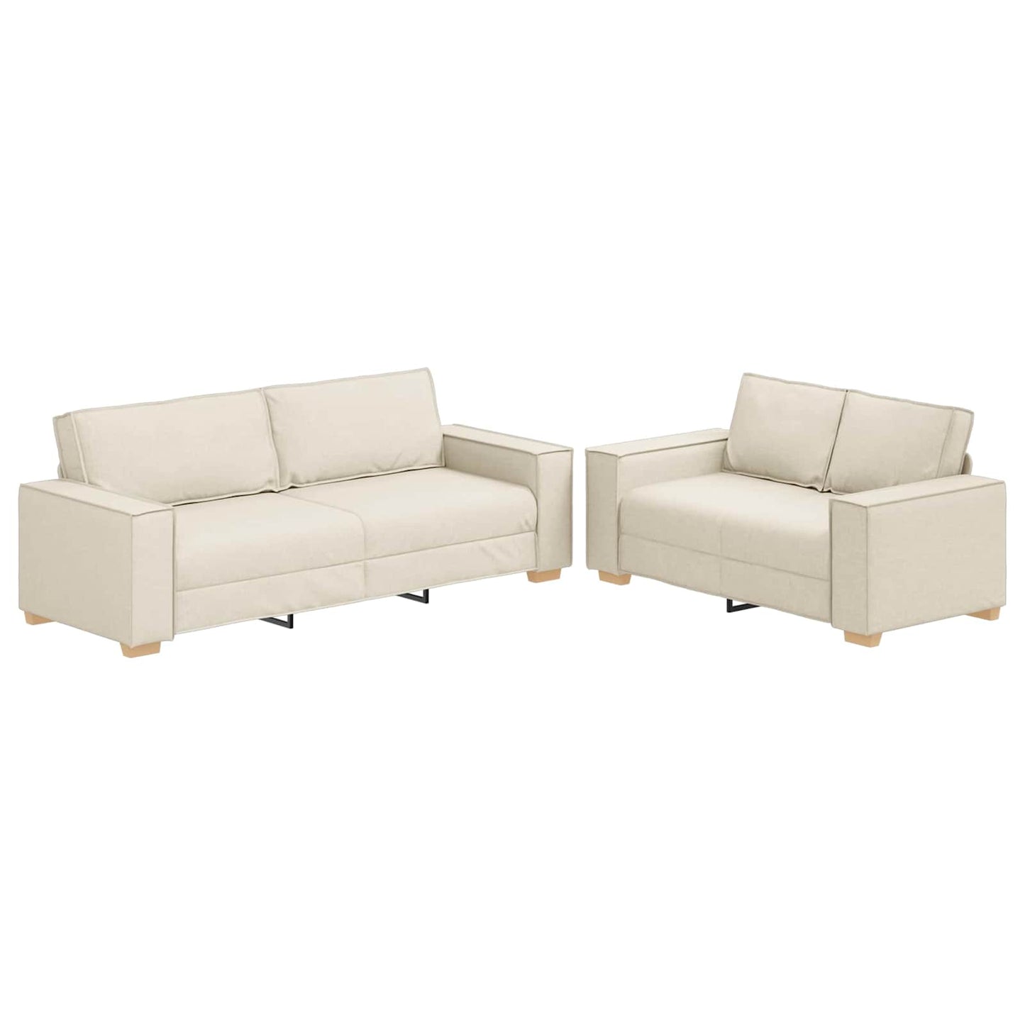 Bank 2 pcs Beige Linnen-mix stof