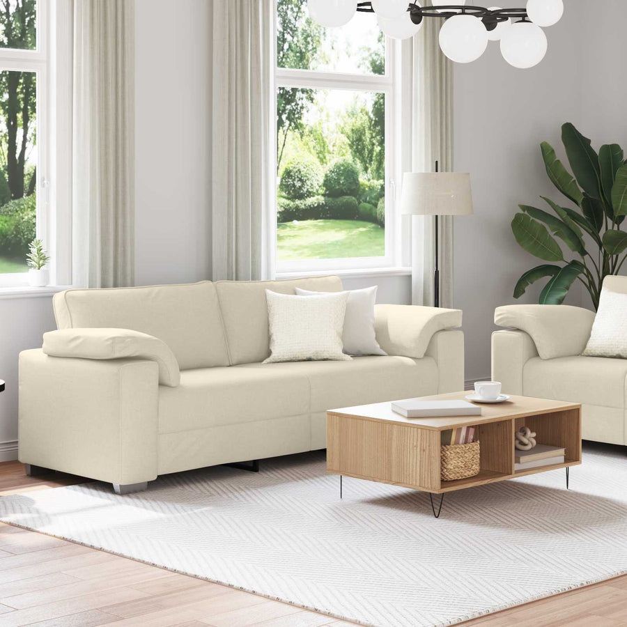 Bank 2 pcs Beige 219 x 80 x 82 cm Linnen-mix stof