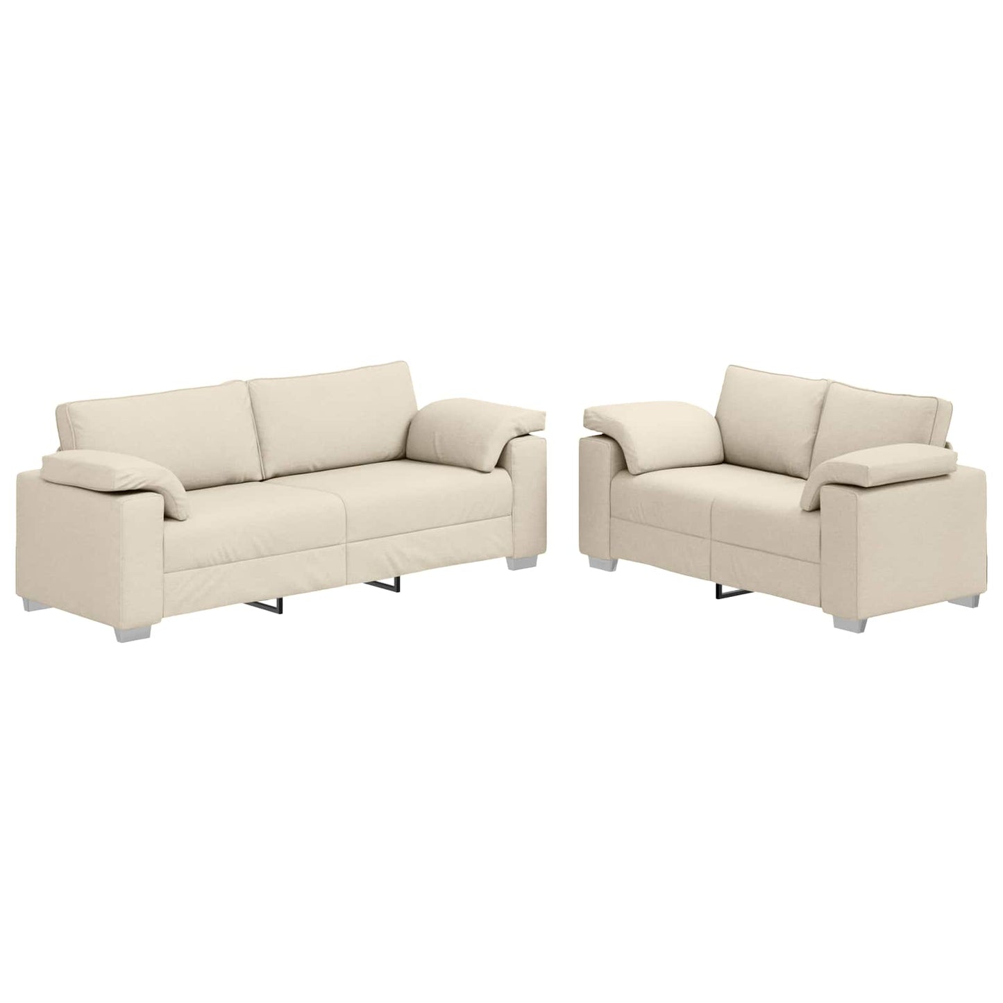 Bank 2 pcs Beige 219 x 80 x 82 cm Linnen-mix stof