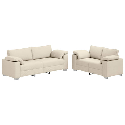 Bank 2 pcs Beige 219 x 80 x 82 cm Linnen-mix stof