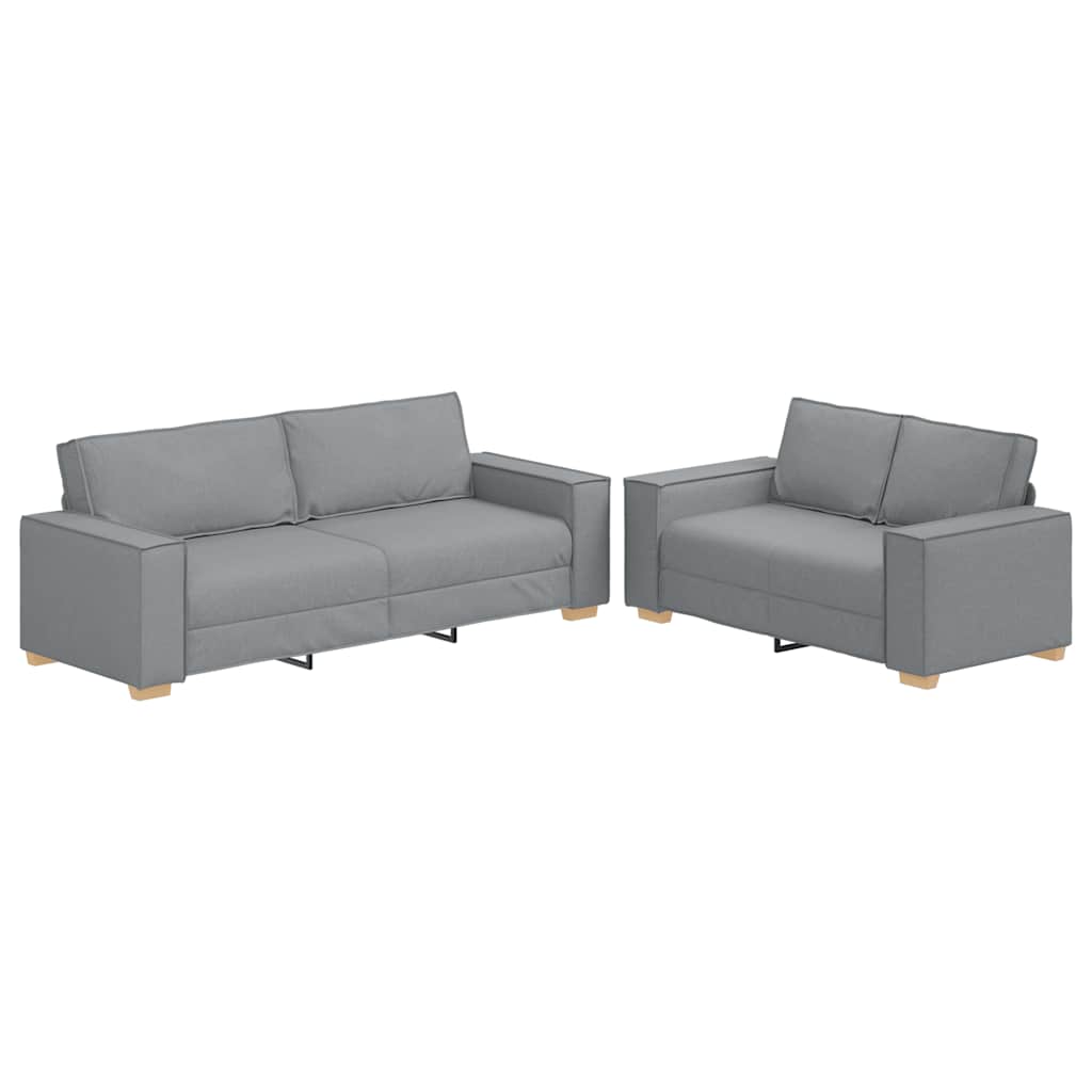 2-Delige Loungeset Met Kussens Stof Lichtgrijs