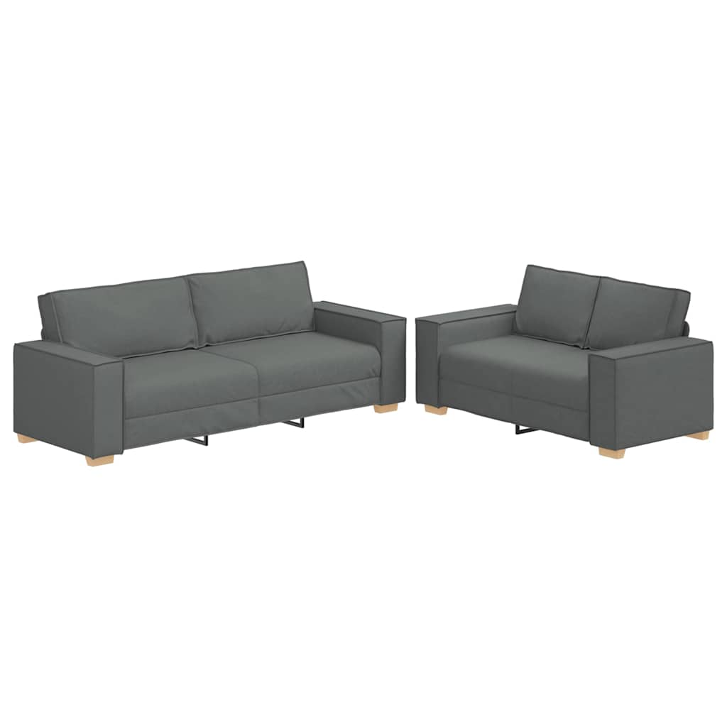 2-Delige Loungeset Met Kussens Stof Donkergrijs