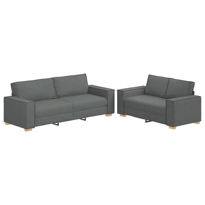 2-Delige Loungeset Met Kussens Stof Donkergrijs