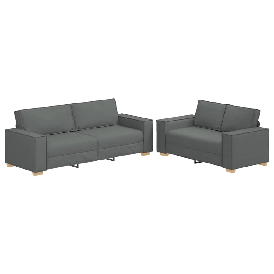 2-Delige Loungeset Met Kussens Stof Donkergrijs